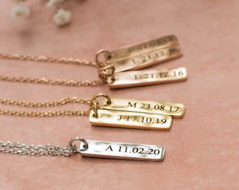 Initial Date Bar Necklace