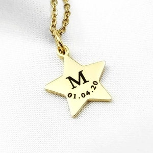 Initial Date Star Necklace