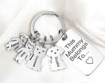 Family Keyring, Mommy Keyring, Daddy Keyring, This Mommy/Daddy Belongs To... Keychain, Kids Keyring, Mothers Day Gift, Gift For Mom, Dog Mom