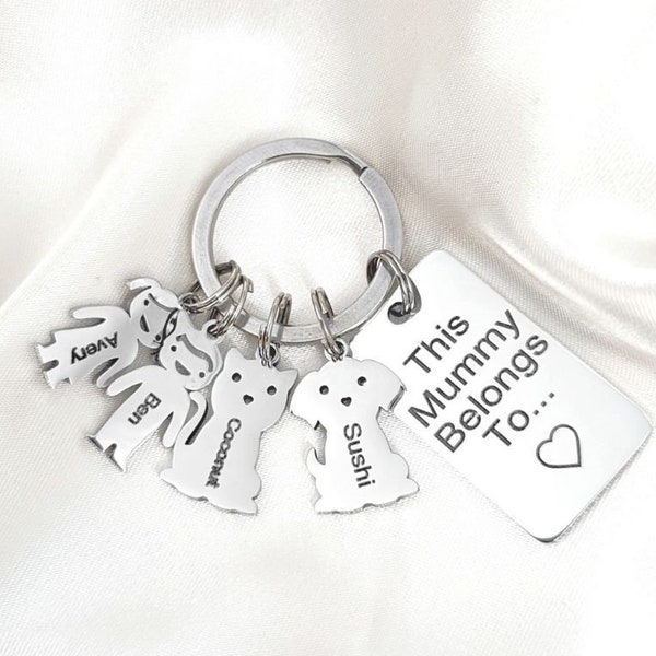 Family Keyring, Mommy Keyring, Daddy Keyring, This Mommy/Daddy Belongs To... Keychain, Kids Keyring, Mothers Day Gift, Gift For Mom, Dog Mom