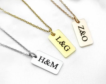 Me & You Initial Plate Necklace