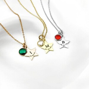 Initial Date Birthstone Star Necklace image 2