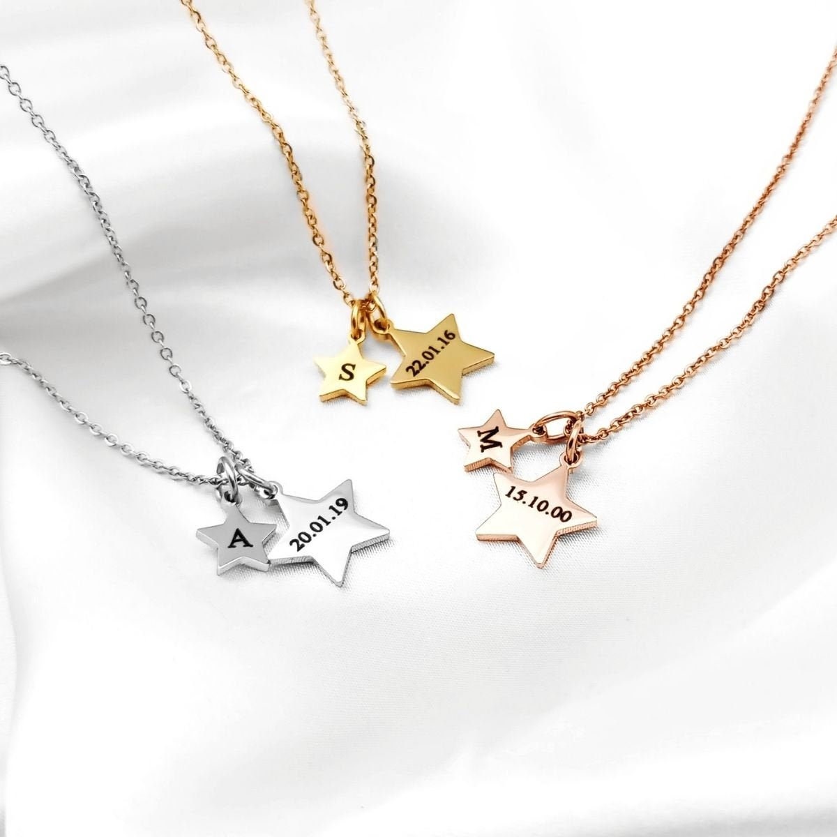 Mini Initial & Date Star Necklace