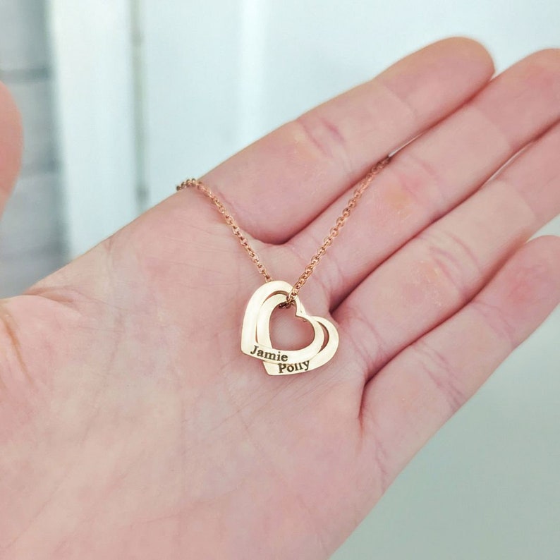 Heart Charm Name Necklace Multiple Names Family Charm Etsy