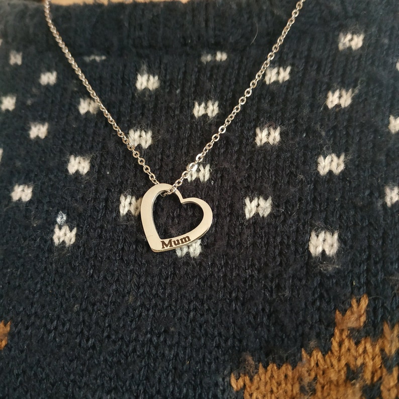 Heart Charm Name Necklace Multiple Names Family Charm Etsy