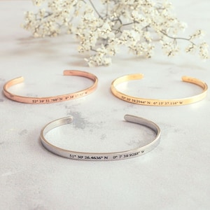 Personalised Coordinates Bangle, Couples Bracelets, Couples Gift, Location Bracelet, Gifts For Him, Gifts For Her, Boyfriend, Girlfriend image 4