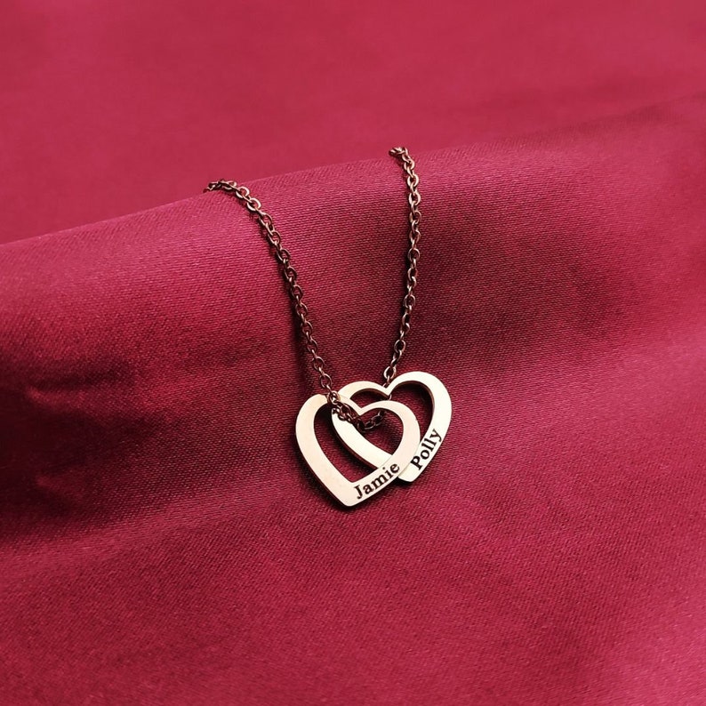 Heart Charm Name Necklace Multiple Names Family Charm Etsy