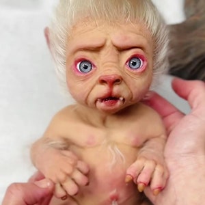 Muñeco bebé lobo albino de silicona realista – 11 pulgadas/28 cm – MADE TO ORDER