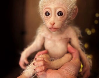 BEREIT ZU GEHEN neuer Baby Affe Makaken Silikonpuppe 26,5 cm