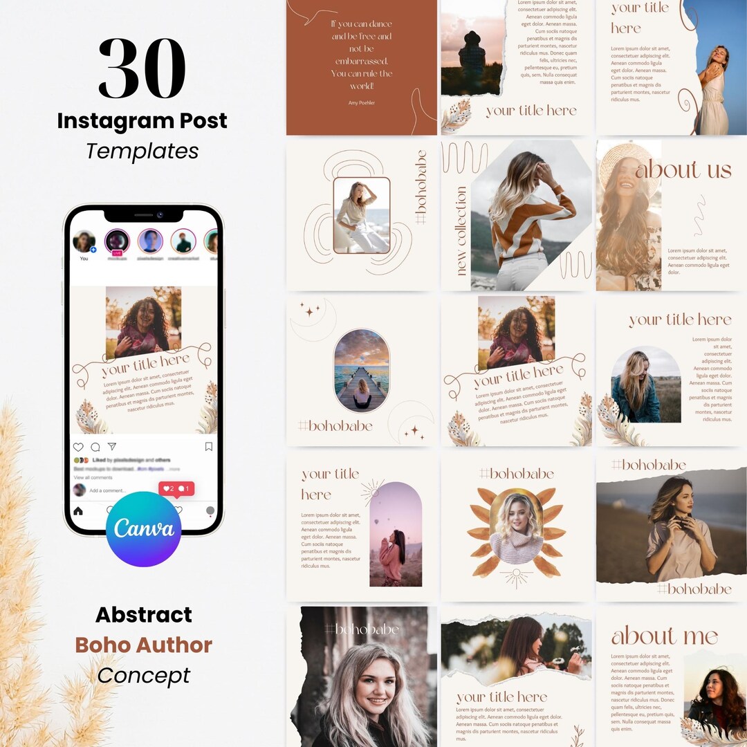 30 Boho Instagram Post Templates for Canva | Social Media Manager ...