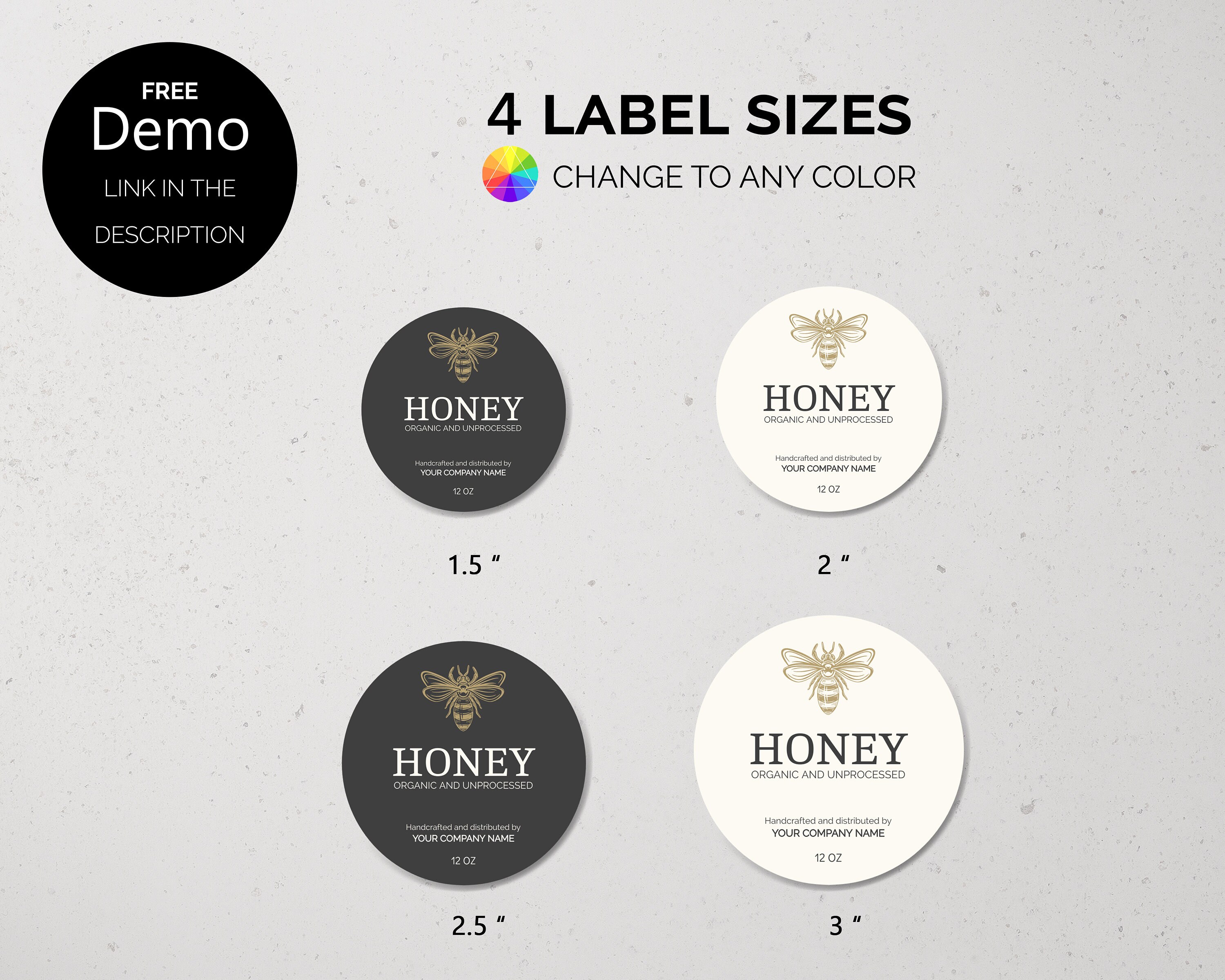 Honey Jar Label Template DIY Editable Printable Corjl | Etsy