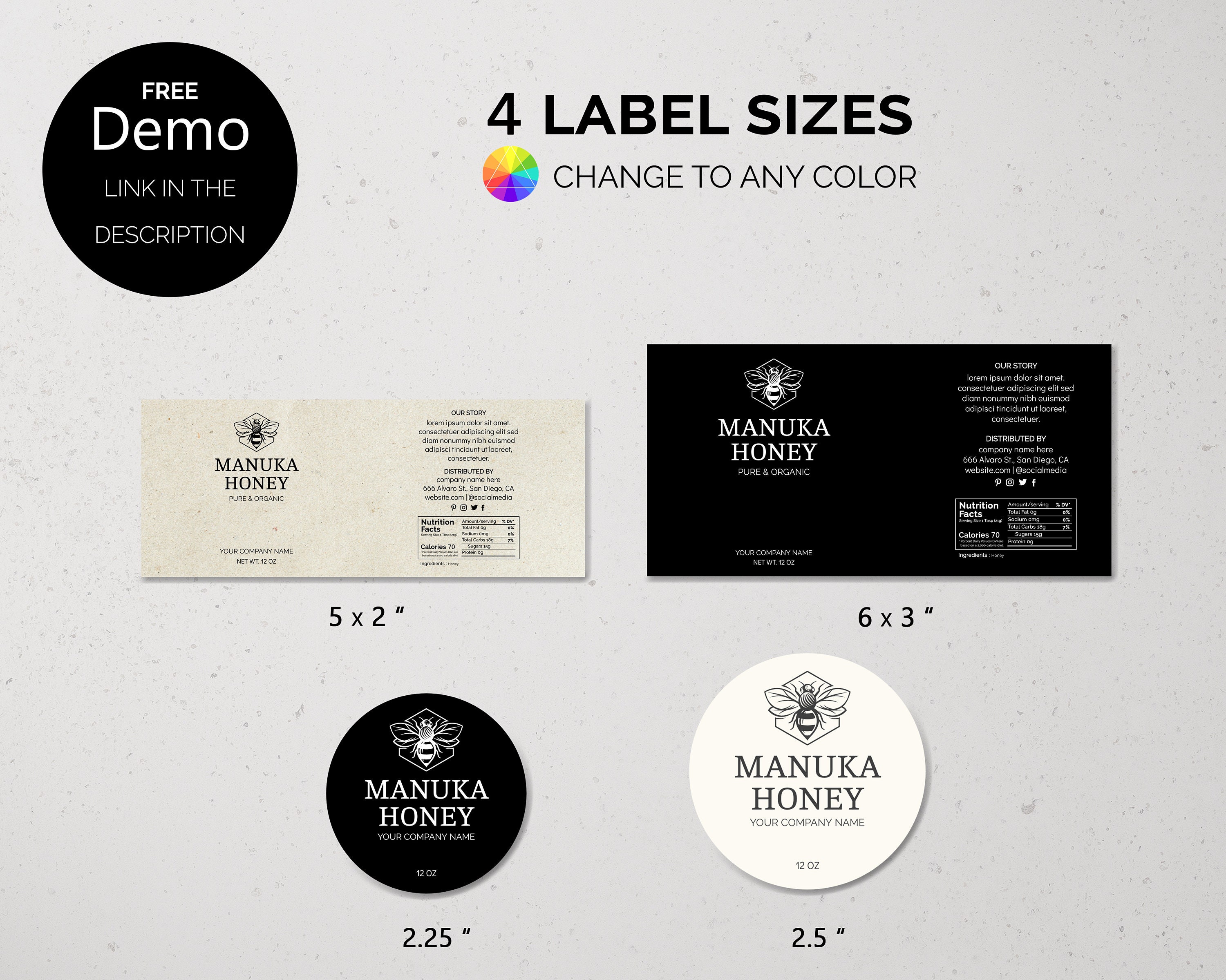 Honey Jar Label Template DIY Editable Printable Corjl | Etsy