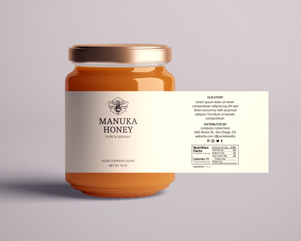 Honey Jar Label Template DIY Editable Printable Corjl | Etsy