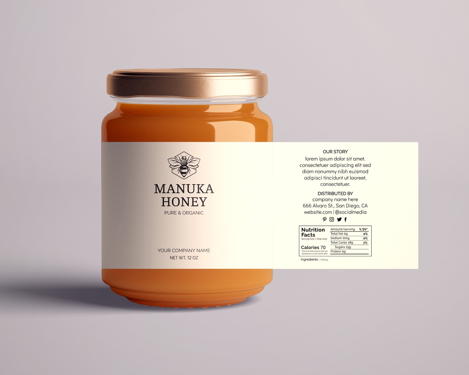Honey Jar Label Template DIY Editable Custom Label - Etsy UK