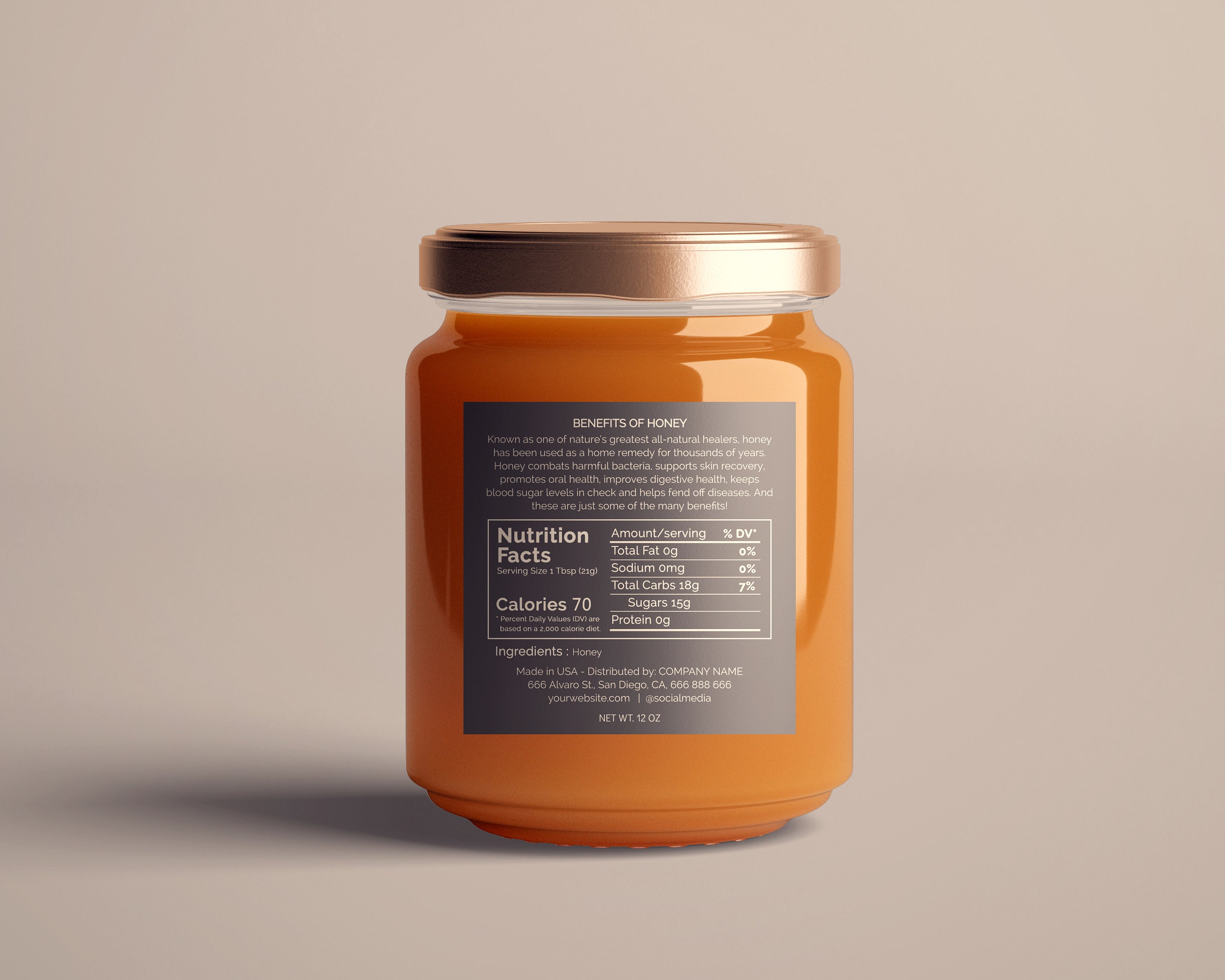 Honey Jar Label Template DIY Editable Printable Corjl Etsy