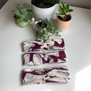 Burgundy Floral Print Turban Twist Headband - One Size Fits Most - Twist Headband For Women - Thick Headband - Boho Headband