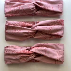 Pink Flower Turban Twist Headband - One Size Fits Most - Twist Headband For Women - Thick Headband