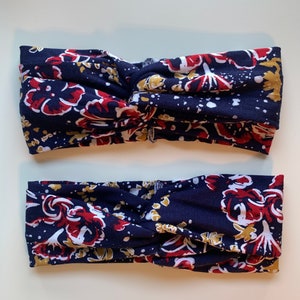 Floral Twist Headband- Turban Style twist Headband - Thick Headband - Yoga Headband