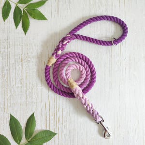 Lilac and Violet Ombré Dog Lead // Handmade & Eco-friendly Natural Cotton Rope Leash