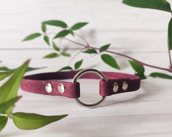 Mulled Wine // Handmade Eco-friendly Cork Leather I.D Dog Collar // House Collar // Dog Tag Collar