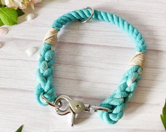 Bubblegum Blue // Handmade Eco-friendly Cotton Rope Dog Collar