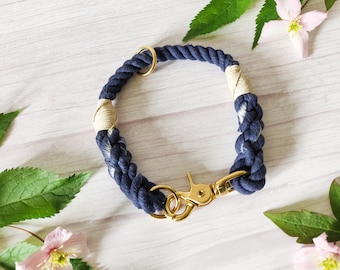 Midnight Blue // Handmade Eco-friendly Cotton Rope Dog Collar