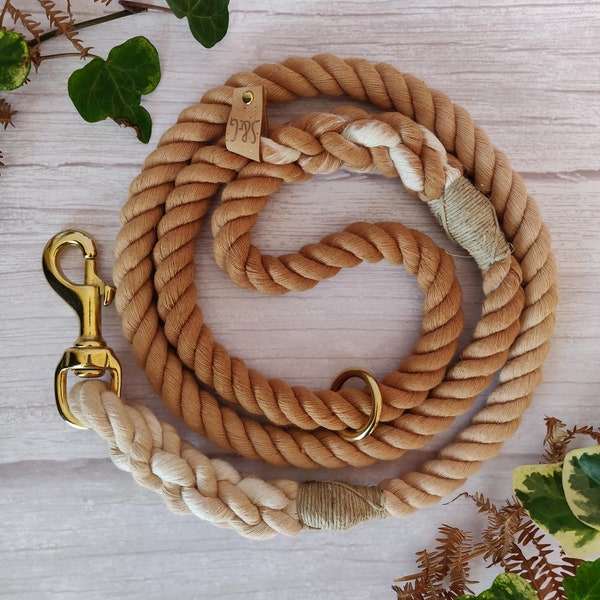 Caramel Latte Ombré // Handmade Eco-friendly Natural Cotton Rope Dog Lead// Dog Leash