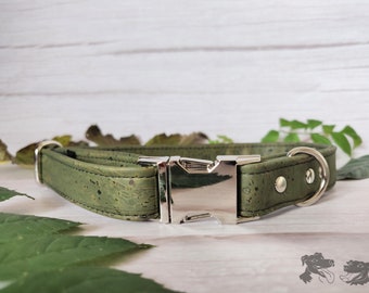 Olive Green // Handmade Eco-friendly Cork Leather Dog Collar