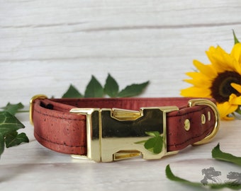 Maroon // Handgefertigtes Hundehalsband aus Korkleder