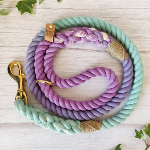 Pastel Galaxy // Handmade Eco-friendly Natural Cotton Rope Dog Lead// Dog Leash