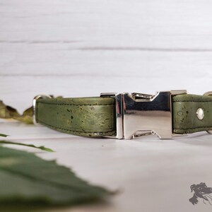 Olive Green // Handmade Eco-friendly Cork Leather Dog Collar image 3