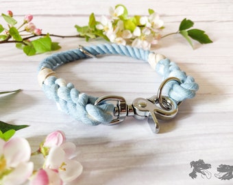 Sky Blue // Handmade Eco-friendly Cotton Rope Dog Collar