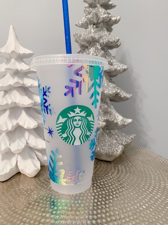 Custom Starbucks Cold Cup with Snowflakes Etsy