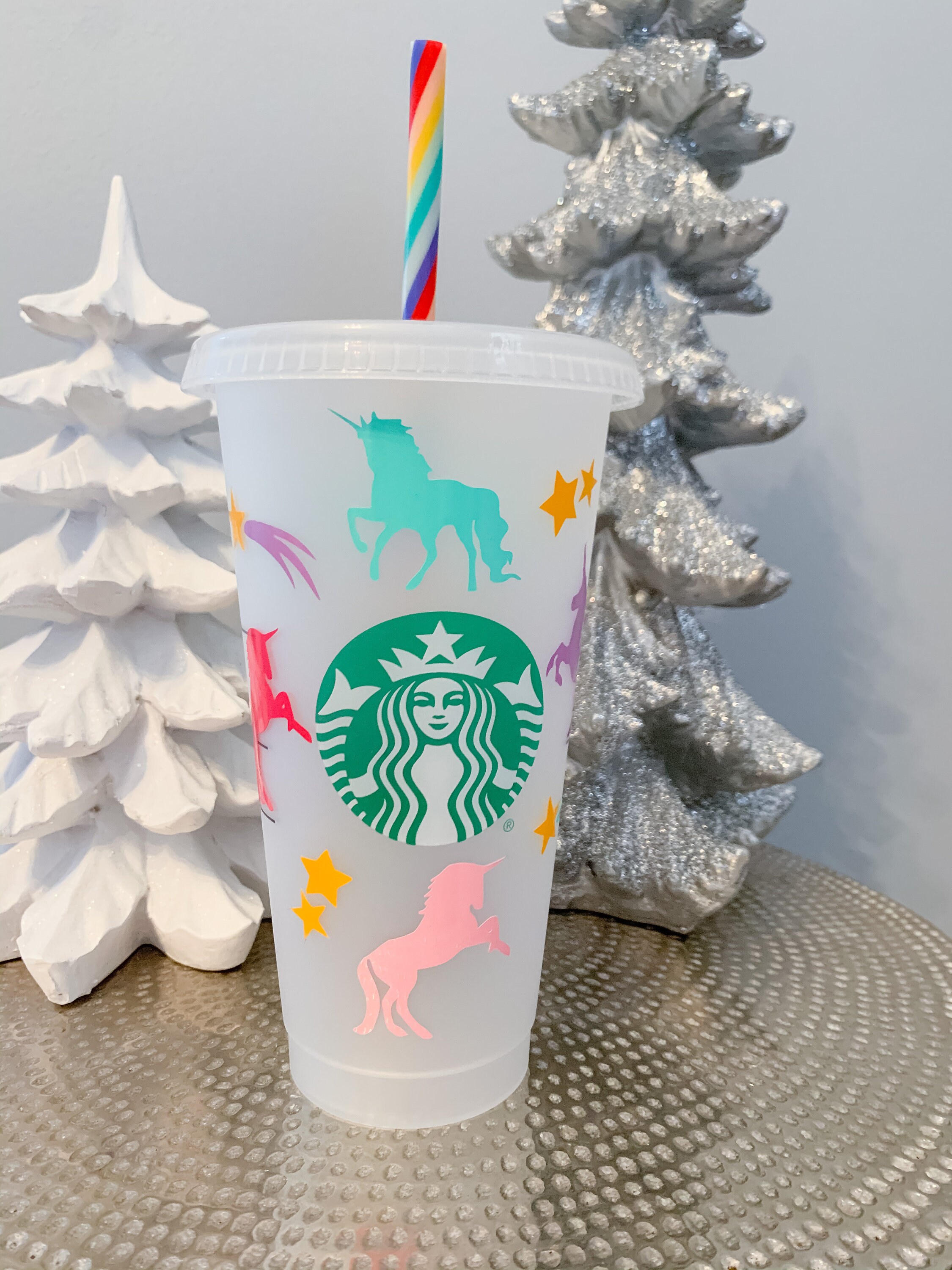 Custom Starbucks Cold Cup with Unicorns // Unicorn Lover // Etsy
