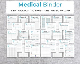 Printable Medical Health Care Binder. Wellness Tracker and Log for Family Health