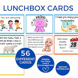Appunti per il pranzo al sacco per bambini, Appunti per il pranzo al sacco, Parole di incoraggiamento, Fatti interessanti sugli animali, Fatti divertenti sul corpo, Enigmi per bambini
