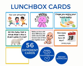 Lunch Box Notes for Kids, Lunchbox Notes, Words of Encouragement, Interesting Animal Facts, Fun Body Facts, Riddles for Kids