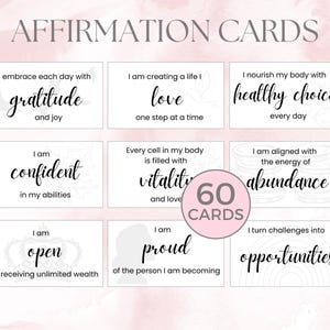 Affirmation Cards Printable Law of Attraction, Relationships Health Wealth Success Self-care Motivation Cards I am Affirmations Mindfulness