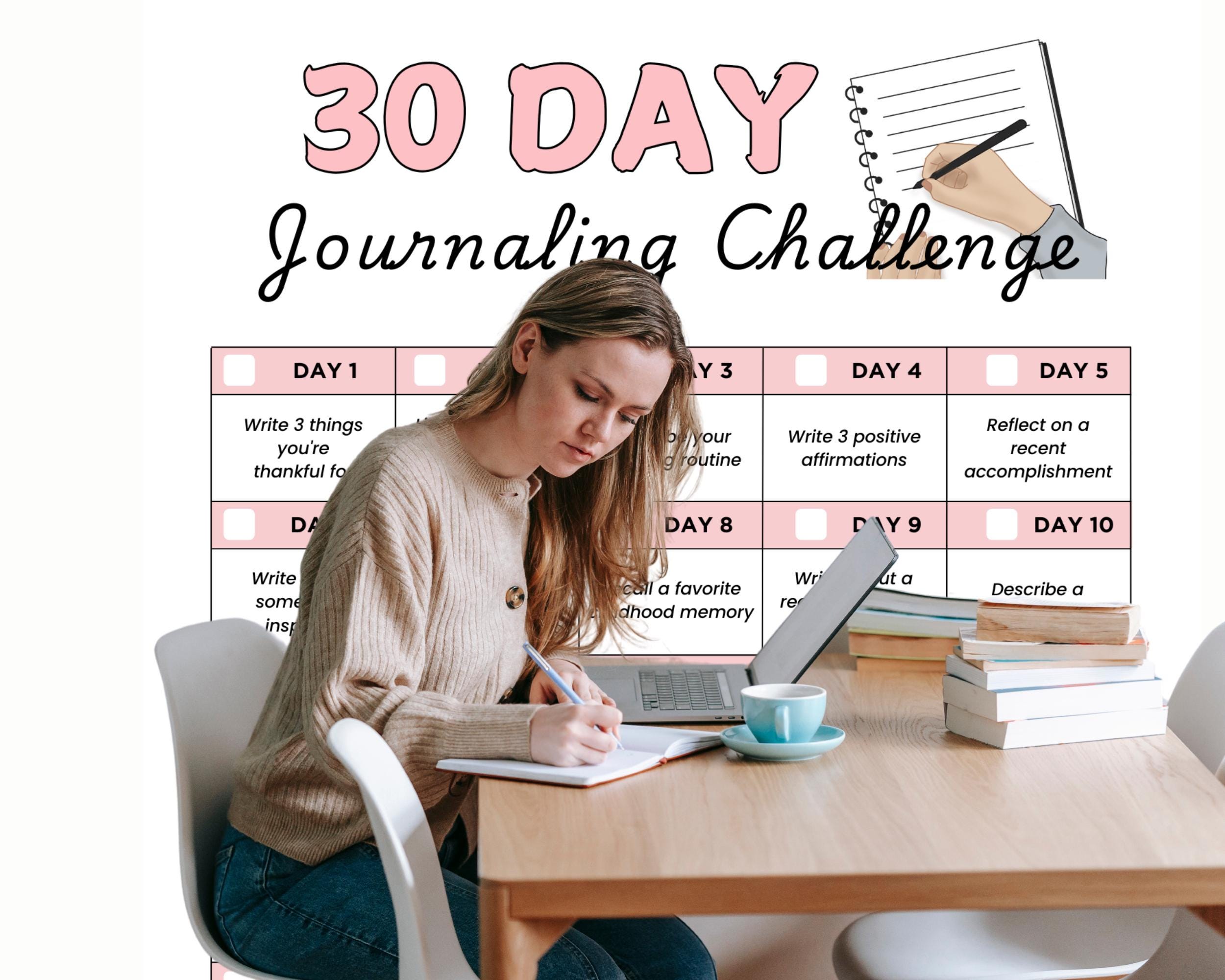 30 Day Printable Journaling Challenge Tracker With Journal Prompts or ...