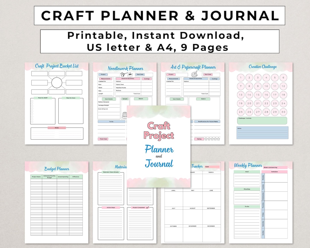 Printable Craft Project Planner Journal, Sewing, Needlework, Art ...