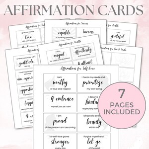 Cartes imprimables d'affirmations, loi de l'attraction, relations Santé, richesse, succès, autosoins, motivation, affirmations, affirmations, pleine conscience