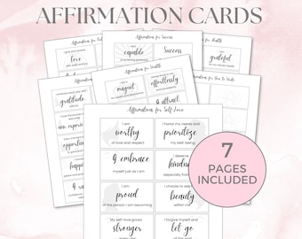 Printable Affirmation Cards, Law of Attraction, Relationships Health Wealth Success Self-care Motivation Cards I am Affirmations Mindfulness