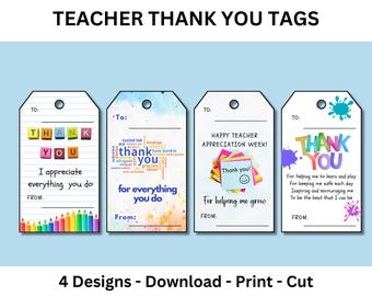Teacher Thank You Tag, Teacher Appreciation Week Tag, Printable Thank you Tags, Gift for Teacher, Printable Thank you Gift Tag