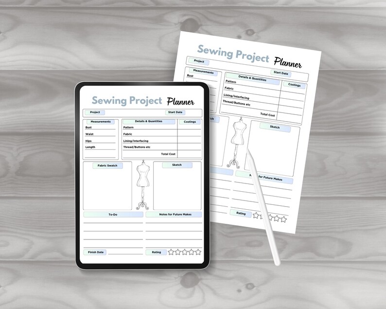 Sewing Project Planner Journal, Printable Pdf Sewing Project Sheet - Etsy