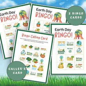 Green Earth Day English Vocabulary Bingo, Printable Earth Day Game, Earth Day Vocabulary Activity, Earth Day Printable