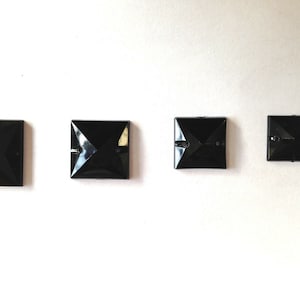 20 x Sew On Square Jet Black Flat Back diamonds for Dress Shoes Card Making Sewing Sizes Available