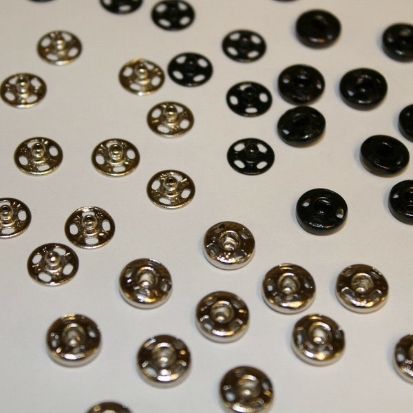 24pcs x 8mm Snap Fasteners Sew On Rivets Studs for Sewing Baby Clothing Art & Crafts Projects Available in 2 Colors