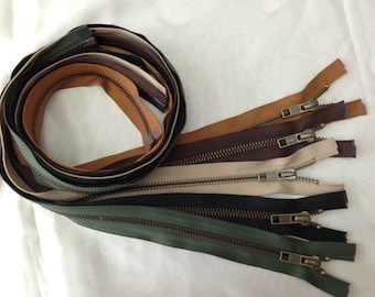 1Pc YKK 32inch (81cm) Antique Brass Metal Open Ended Jacket Zips with Various Colours for Bags Jackets  Repairing Clothing Excellent Quality