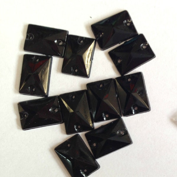 25pcs 9mm x 13mm Sew on Jet Black Rectangular Acrylic Diamond for Dresses Decoration Card Jewelry Making Arts & Crafts Projects