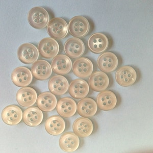 Italian 4 Hole Milky White Clear Buttons 15/16 (22mm) 36L Sewing Buttons  #1096